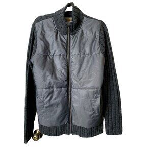 Marvin Richards Gray Full Zip Sweater Cardigan Mock Neck Long Sleeve Men's M